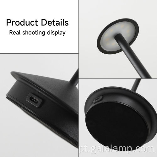 Candeeiro de mesa portátil sem fio regulável por toque